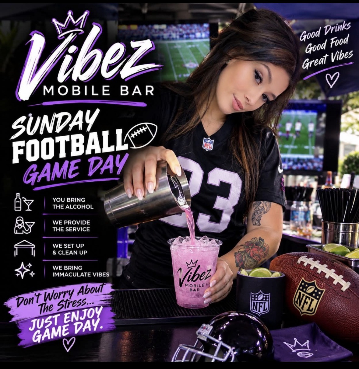 Vibez Mobile Bar Sunday Football Game Day flyer